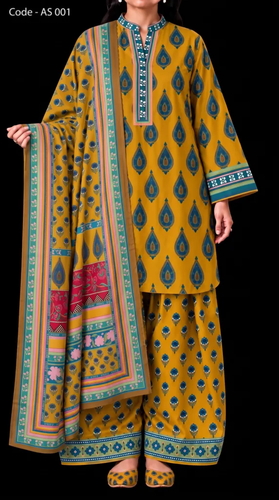 থ্রি পিস সালোয়ার কামিজ CODE – AS 001