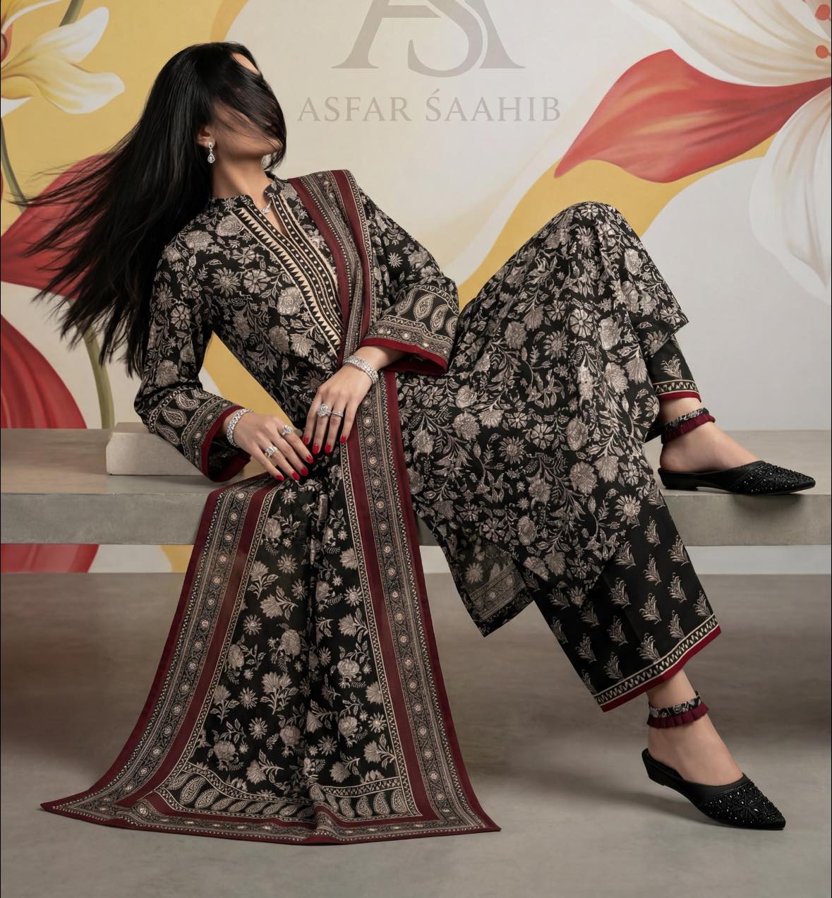 সাদা কালো- Premium ASFAR Cotton Dress