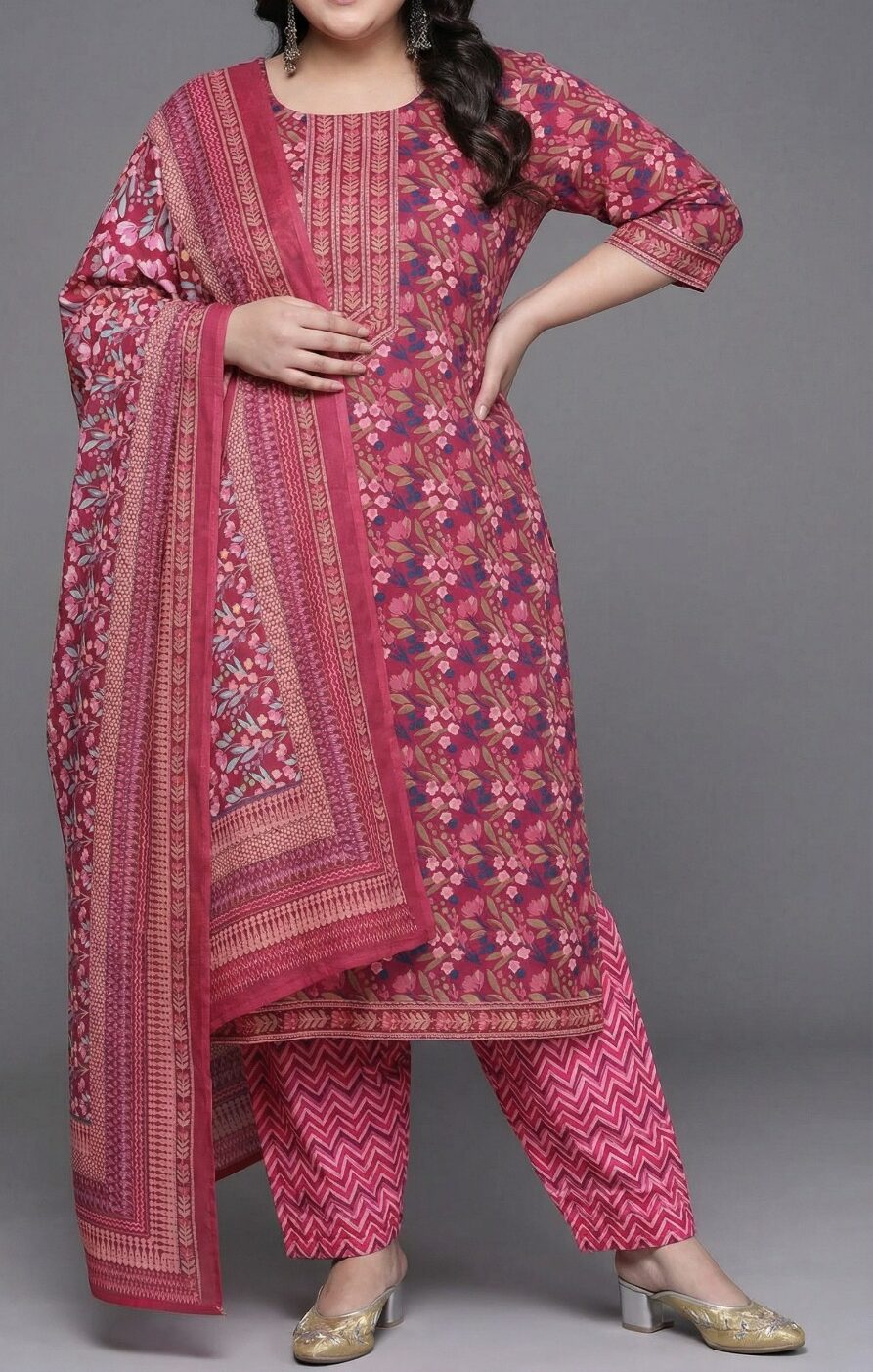 Red vine Joypuri Premium -ASFAR Luxury Cotton | Salwar Kameez - Image 7
