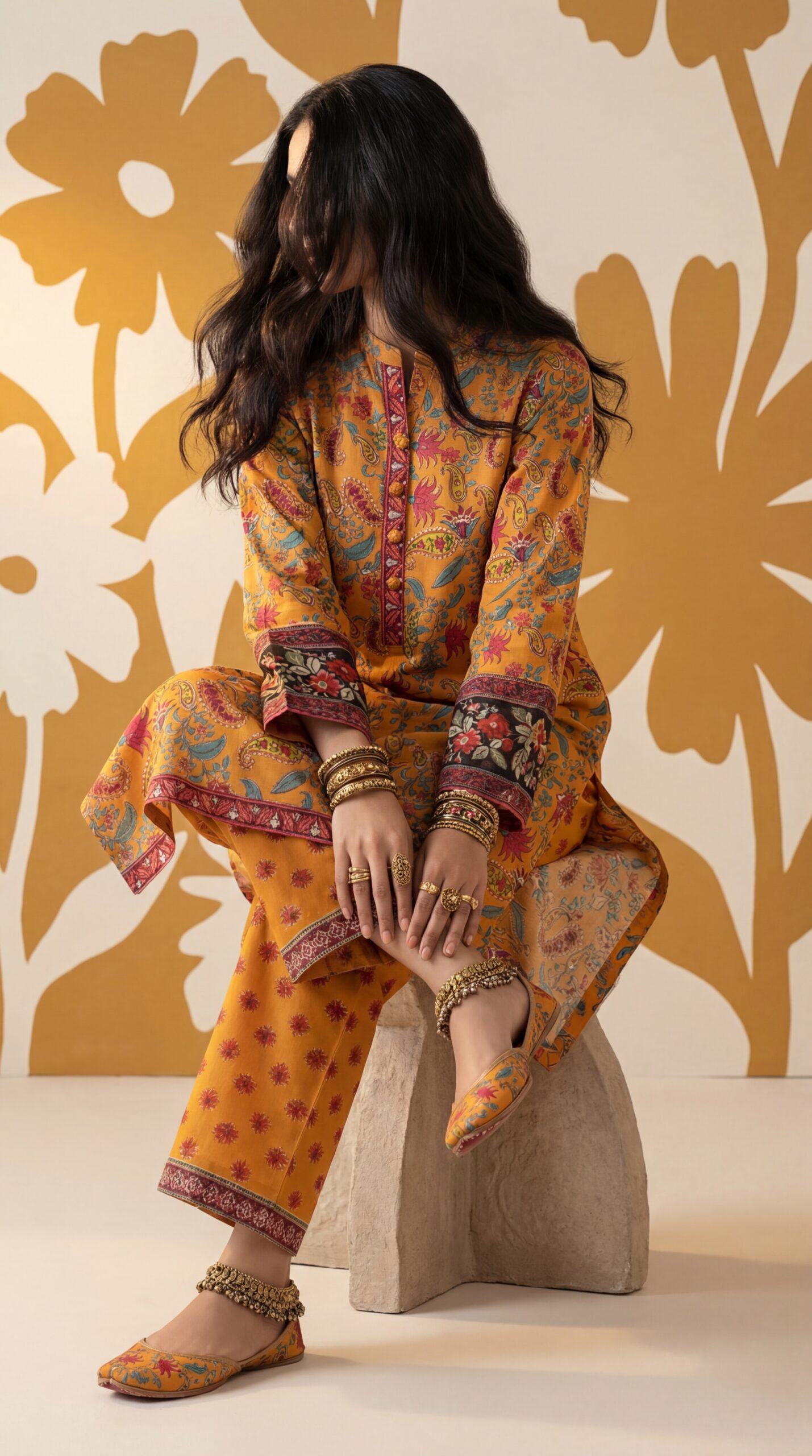 প্রিমিয়াম কোয়ালিটির কলমকারি সালোয়ার কামিজ | কটন ফেব্রিক কাপড় - Image 5