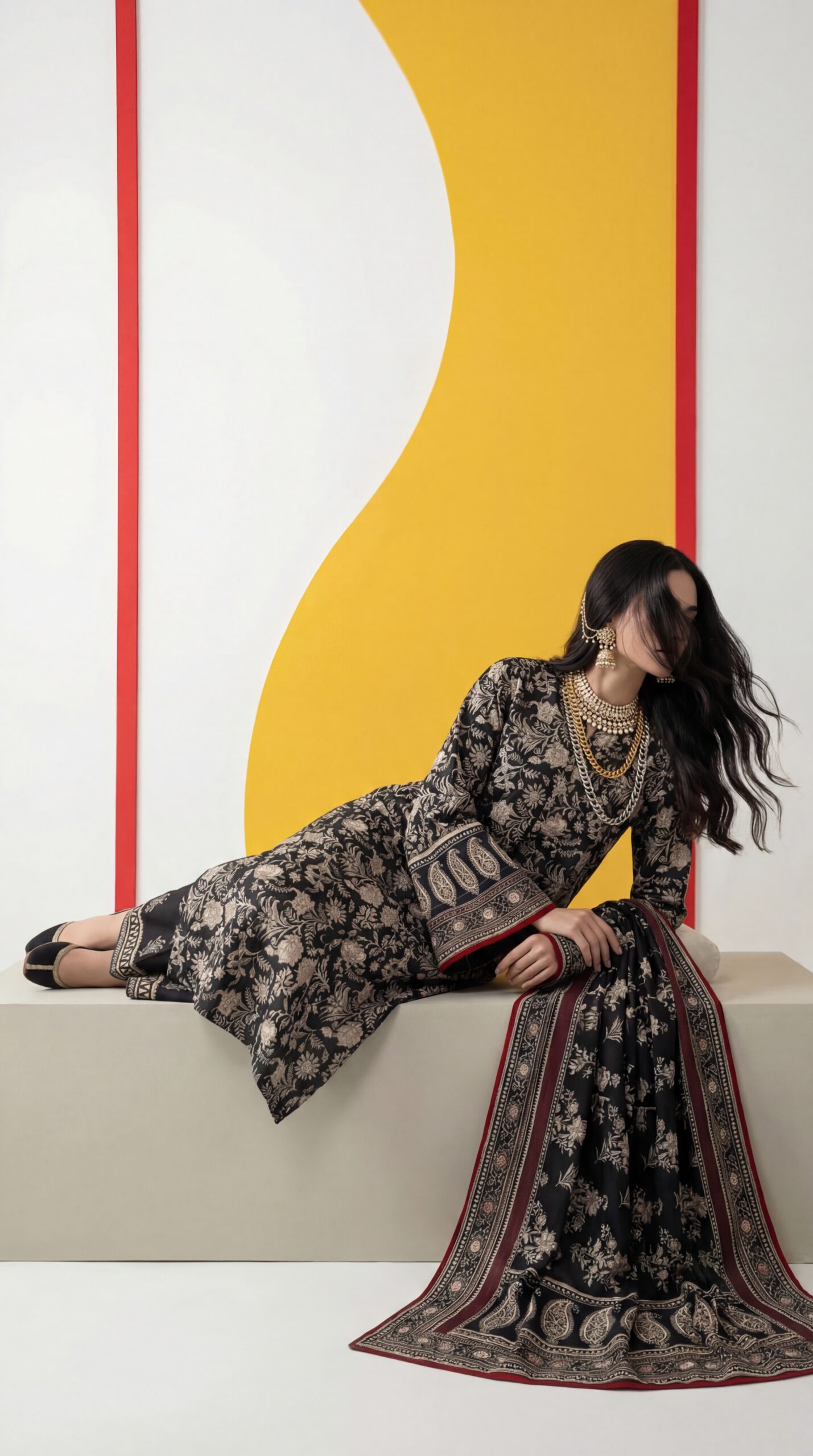 সাদা কালো- Premium ASFAR Cotton Dress - Image 8