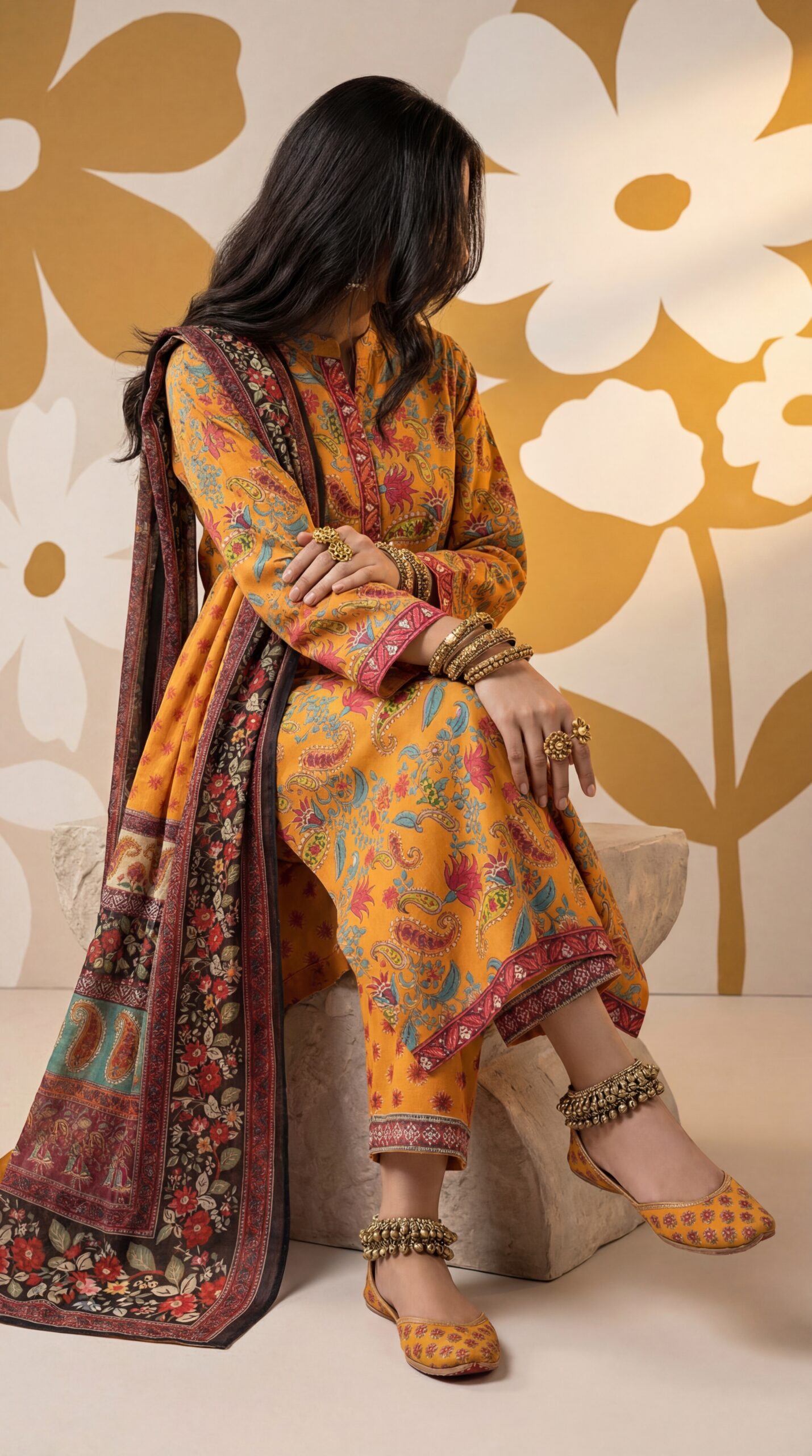 প্রিমিয়াম কোয়ালিটির কলমকারি সালোয়ার কামিজ | কটন ফেব্রিক কাপড় - Image 4