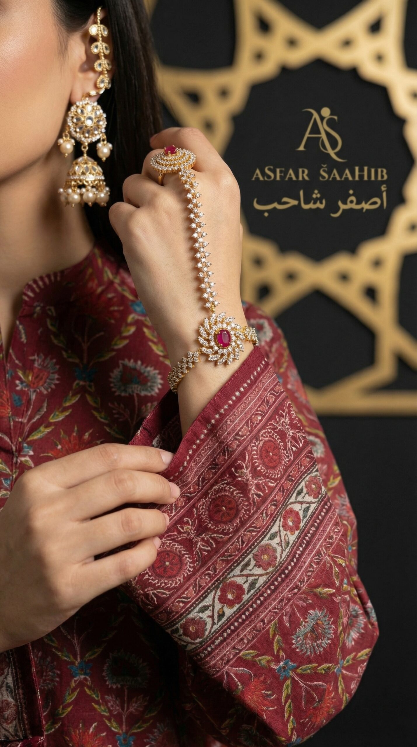 Red vine Joypuri Premium -ASFAR Luxury Cotton | Salwar Kameez - Image 3