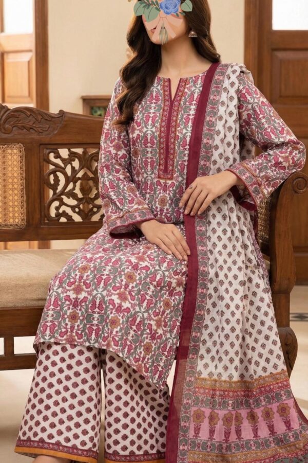 অসম্ভব সুন্দর প্রিমিয়াম কোয়ালিটির Asfar পিওর কটন থ্রি পিস