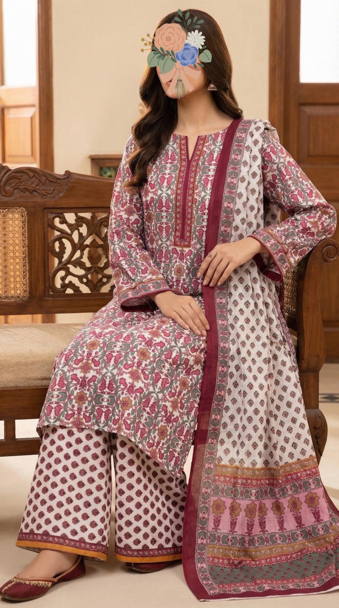 অসম্ভব সুন্দর প্রিমিয়াম কোয়ালিটির Asfar পিওর কটন থ্রি পিস