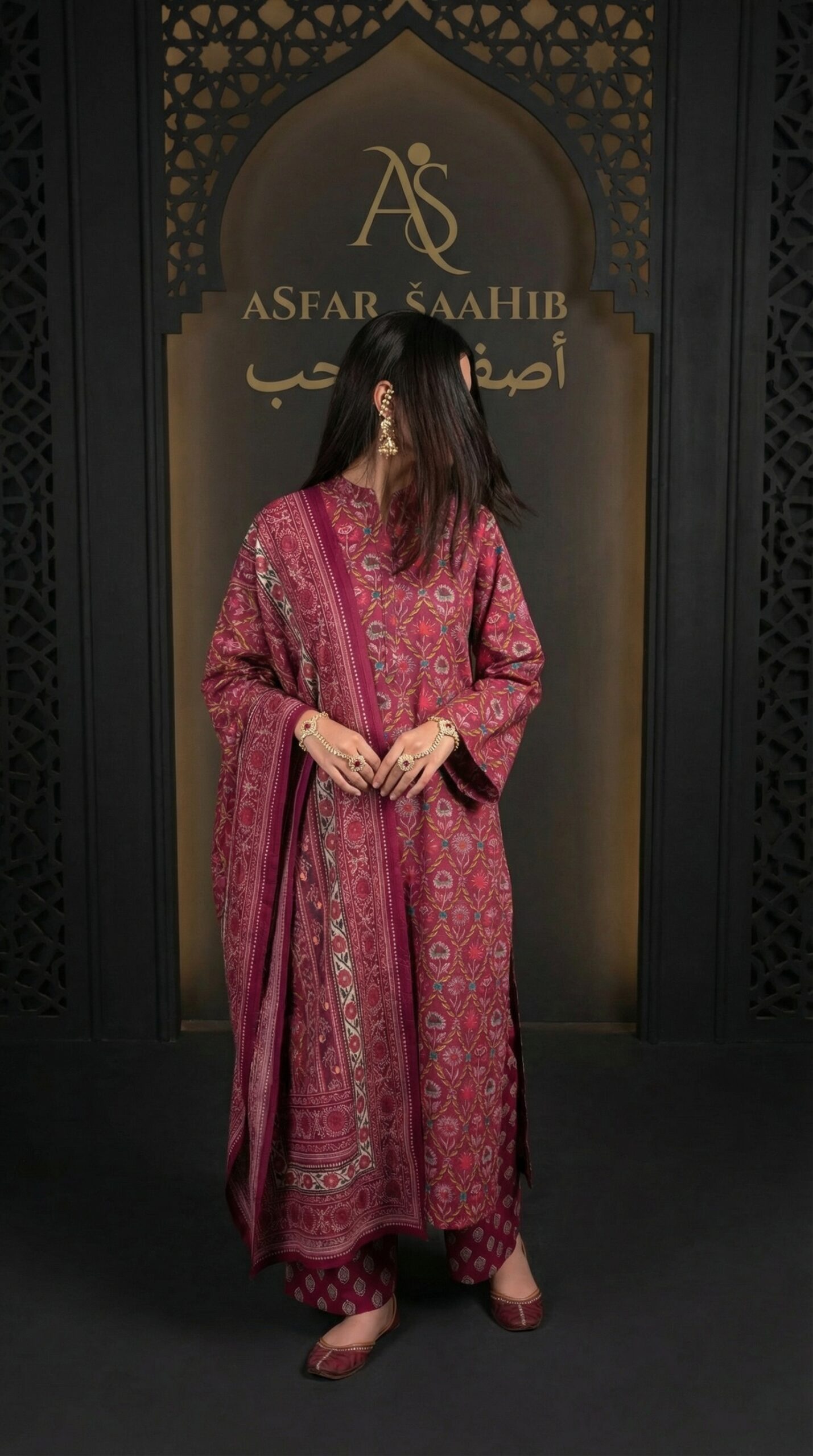 Red vine Joypuri Premium -ASFAR Luxury Cotton | Salwar Kameez - Image 2