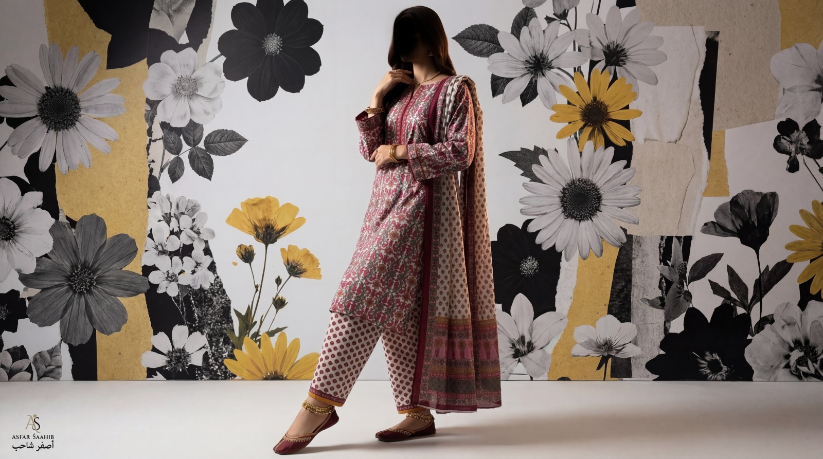 অসম্ভব সুন্দর প্রিমিয়াম কোয়ালিটির Asfar পিওর কটন থ্রি পিস - Image 4